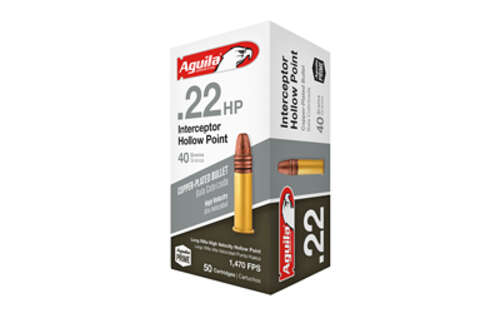 Ammunition Aguila Ammunition Rimfire 22LR AGUILA 22LR INTERCPT 40GR HP 50/1000 • Model: Rimfire